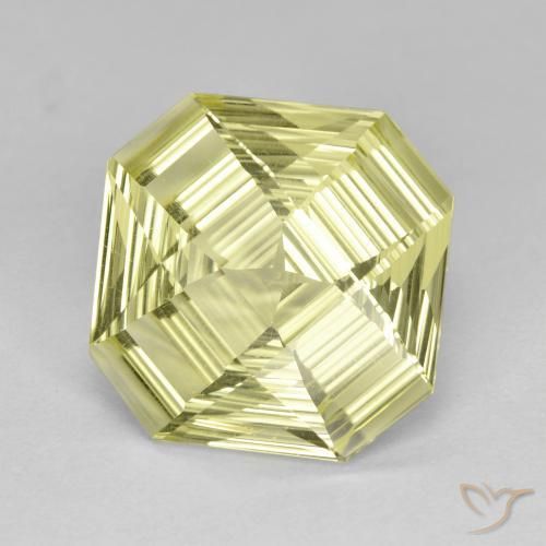 Quartzo Limão amarelo Natural 5.35ct, Corte Octógono / Esmeralda, VVS-VS