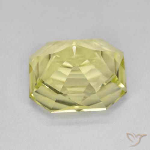 Quartzo Limão amarelo Natural 5.35ct, Corte Octógono / Esmeralda, VVS-VS