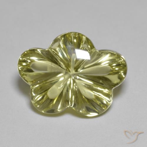 9.65ct Natural Amarelo esverdeado Quartzo, Flor cortada, Transparente