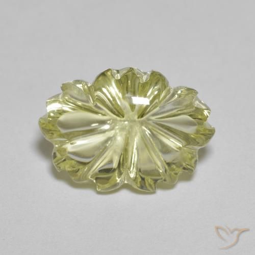 6.59ct Natural Amarelo Creme Pálido Quartzo, Flor cortada, Transparente