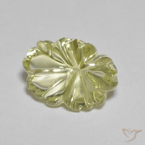 Quartzo Amarelo Creme Pálido Natural 6.59ct, Flor cortada, Transparente