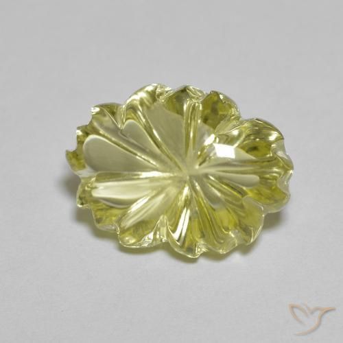 Quartzo Limão amarelo Natural 6.77ct, Flor cortada, Transparente