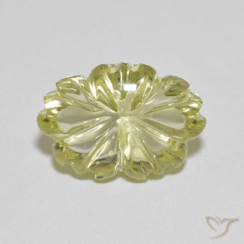 6.48ct Natural Amarelo esverdeado Quartzo, Flor cortada, Transparente