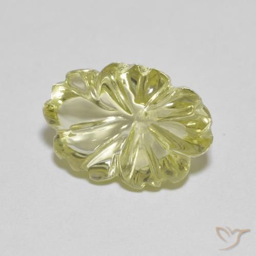 Quartzo Amarelo esverdeado Natural 6.48ct, Flor cortada, Transparente