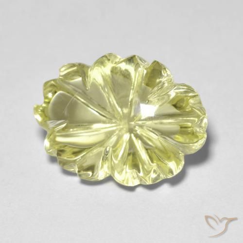 Quartzo Amarelo claro médio Natural 10.65ct, Flor cortada, Transparente