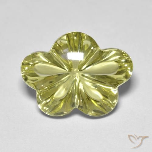 9.59ct Natural Amarelo esverdeado Quartzo, Flor cortada, Transparente
