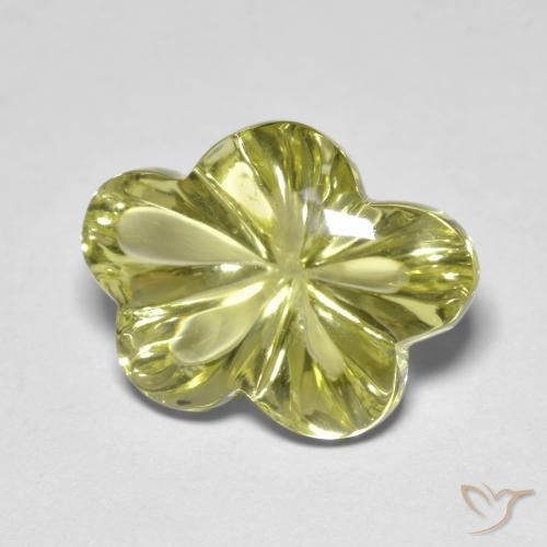Quartzo Amarelo esverdeado Natural 9.59ct, Flor cortada, Transparente