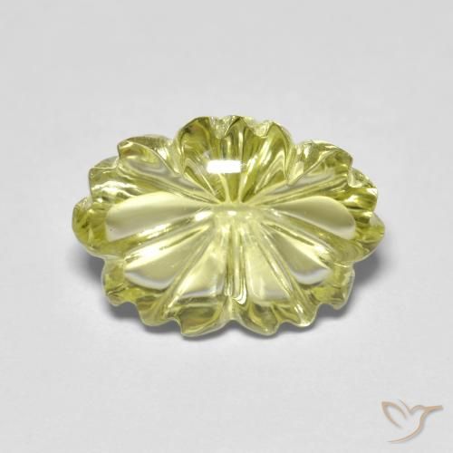 6.53ct Natural Amarelo esverdeado Quartzo, Flor cortada, Transparente
