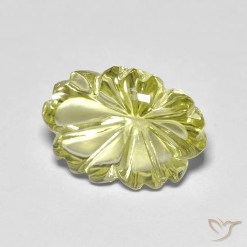 Quartzo Amarelo esverdeado Natural 6.53ct, Flor cortada, Transparente