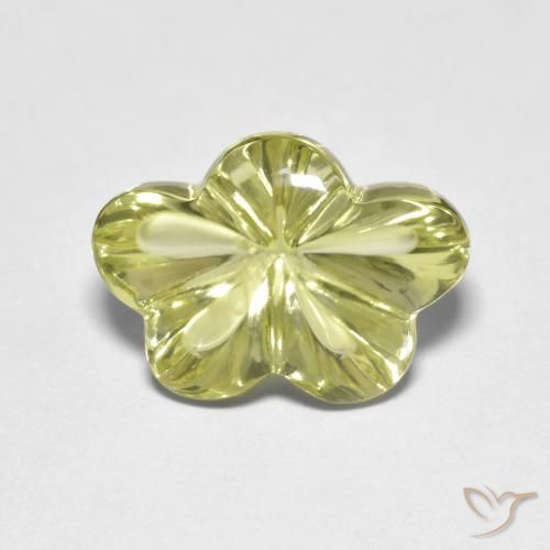 6.25ct Natural Amarelo esverdeado Quartzo, Flor cortada, Transparente