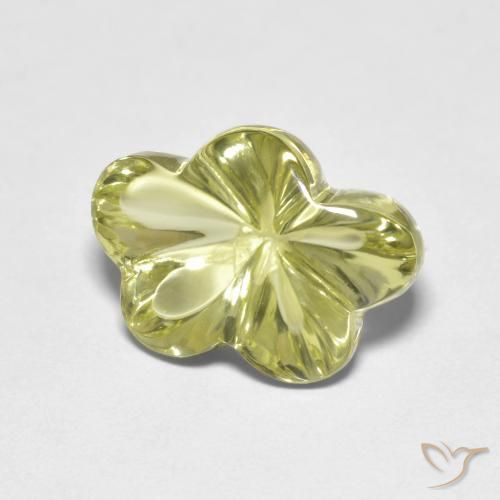 Quartzo Amarelo esverdeado Natural 6.25ct, Flor cortada, Transparente