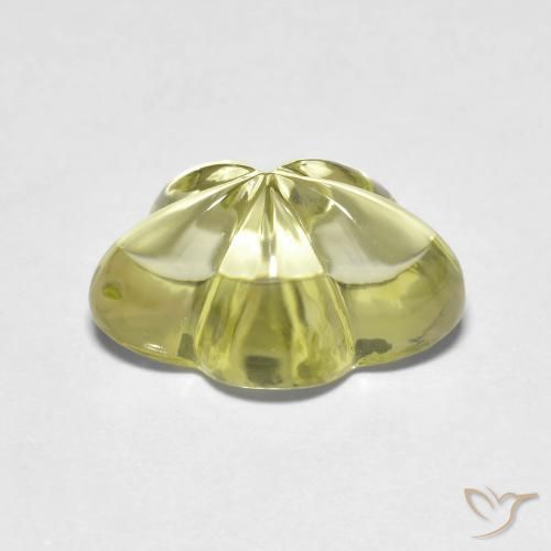 Quartzo Amarelo esverdeado Natural 6.25ct, Flor cortada, Transparente