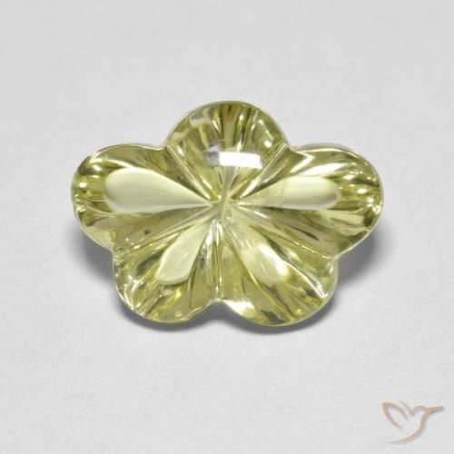 6.31ct Natural Amarelo esverdeado Quartzo, Flor cortada, Transparente