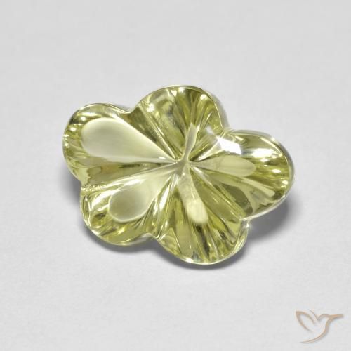 Quartzo Amarelo esverdeado Natural 6.31ct, Flor cortada, Transparente