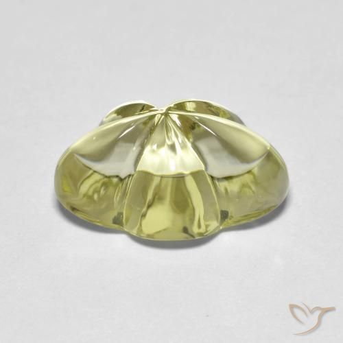 Quartzo Amarelo esverdeado Natural 6.31ct, Flor cortada, Transparente