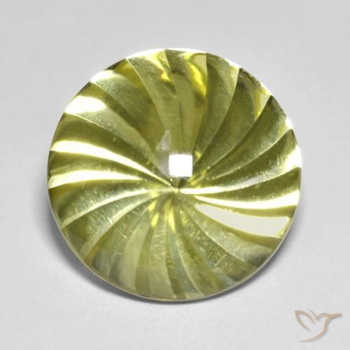 Quartzo amarelo de 12,86 quilates, corte redondo côncavo de 16 mm do Brasil, Photo A