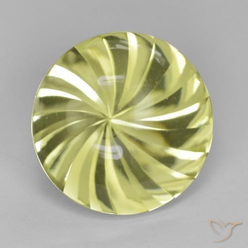 Quartzo Amarelo esverdeado Natural 12.85ct, Redondo, Transparente