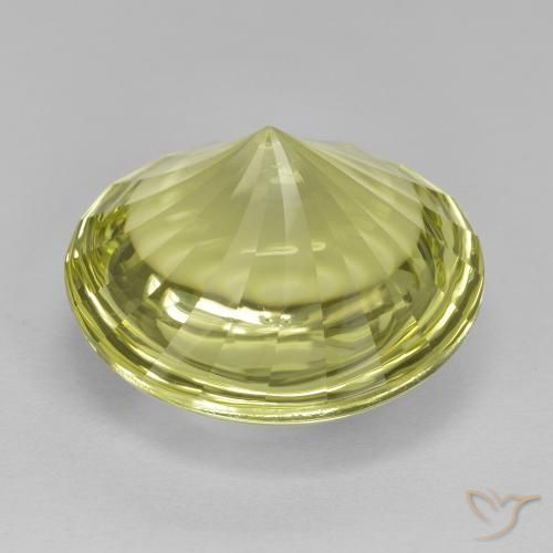 Quartzo Amarelo esverdeado Natural 12.85ct, Redondo, Transparente