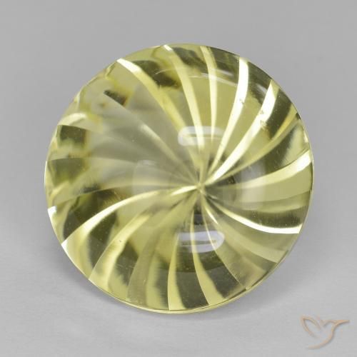 Quartzo Amarelo esverdeado Natural 13.30ct, Redondo, Transparente