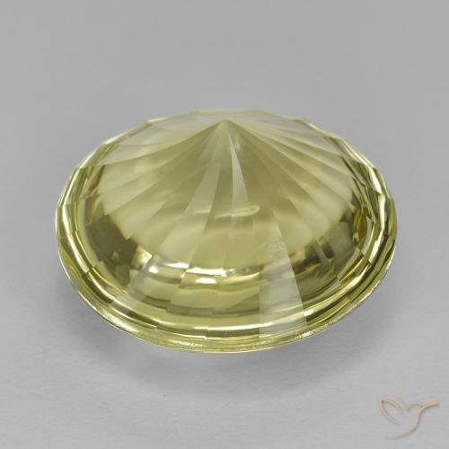 Quartzo Amarelo esverdeado Natural 13.30ct, Redondo, Transparente