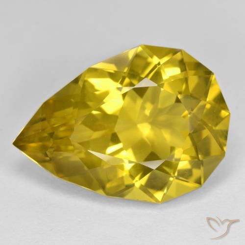 Quartzo amarelo natural 20,62ct, formato de pêra, VS