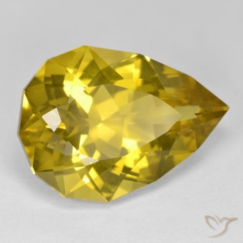 Quartzo amarelo natural 20,62ct, formato de pêra, VS