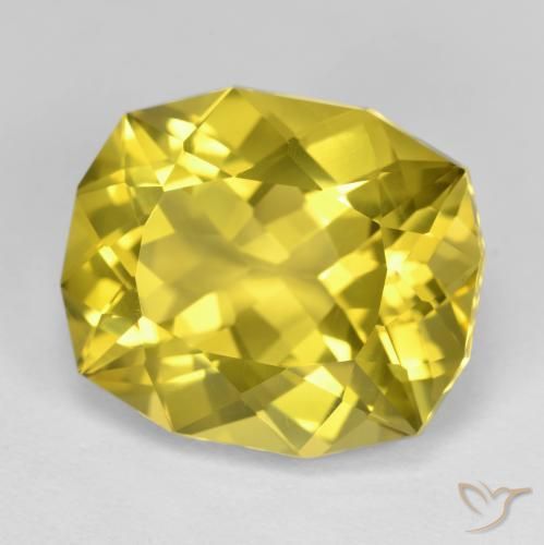 Quartzo amarelo natural 16,31ct, almofada cortada, VVS-VS