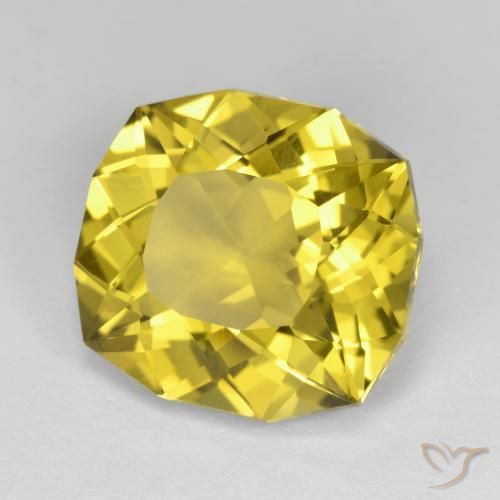 Quartzo amarelo médio Natural 9.58ct, Almofada, VVS-VS