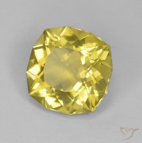 Quartzo Amarelo claro Natural 6.40ct, Almofada, VS