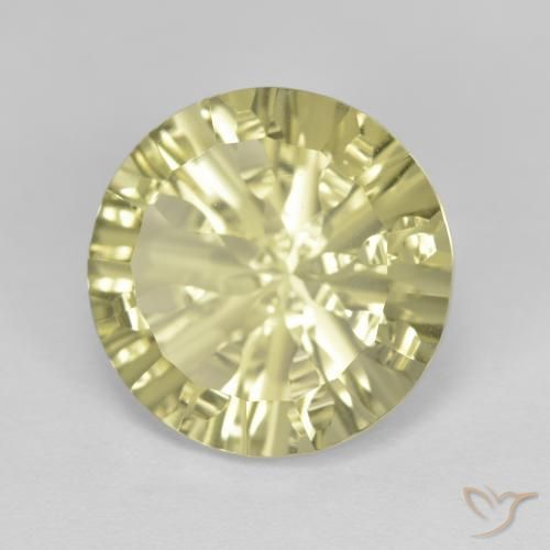 Quartzo Amarelo Creme Pálido Natural 5.47ct, Redondo, VVS