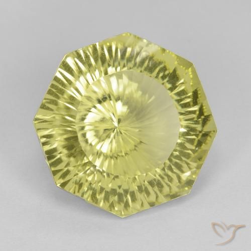 Quartzo Limão amarelo Natural 8.71ct, Corte Octógono / Esmeralda, VVS