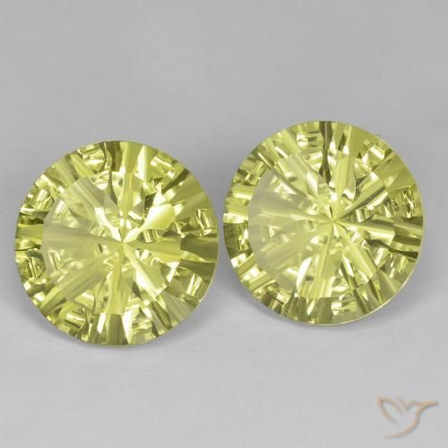 Pedras preciosas de Quartzo Amarelo esverdeado natural de 10.60 ct, Redondo, VVS
