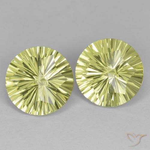 Pedras preciosas de Quartzo Amarelo esverdeado natural de 9.99 ct, Redondo, VVS-VS