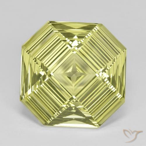 12.31ct Natural Amarelo esverdeado Quartzo, Corte Esmeralda, VVS