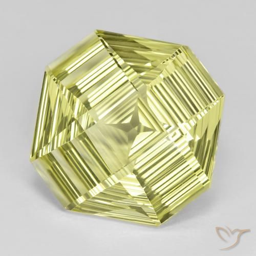 Quartzo Amarelo esverdeado Natural 12.31ct, Corte Octógono / Esmeralda, VVS