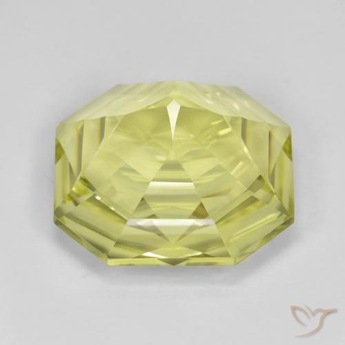 Quartzo Amarelo esverdeado Natural 12.31ct, Corte Octógono / Esmeralda, VVS