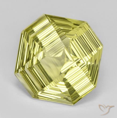 Quartzo Amarelo esverdeado Natural 13.31ct, Corte Octógono / Esmeralda, VVS