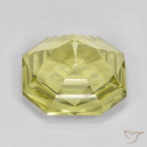 Quartzo Amarelo esverdeado Natural 13.31ct, Corte Octógono / Esmeralda, VVS