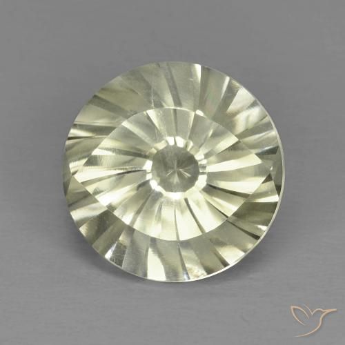 5.61ct Natural Amarelo Esverdeado Claro Quartzo, Redondo, VVS