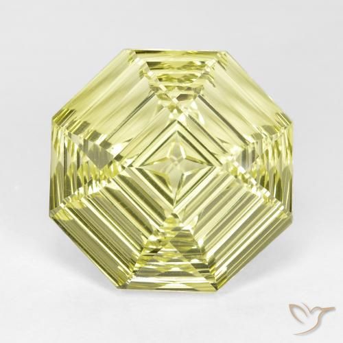 14.36ct Natural Amarelo esverdeado Quartzo, Corte Esmeralda, VVS