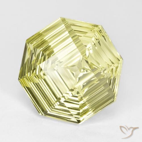 Quartzo Amarelo esverdeado Natural 14.36ct, Corte Octógono / Esmeralda, VVS