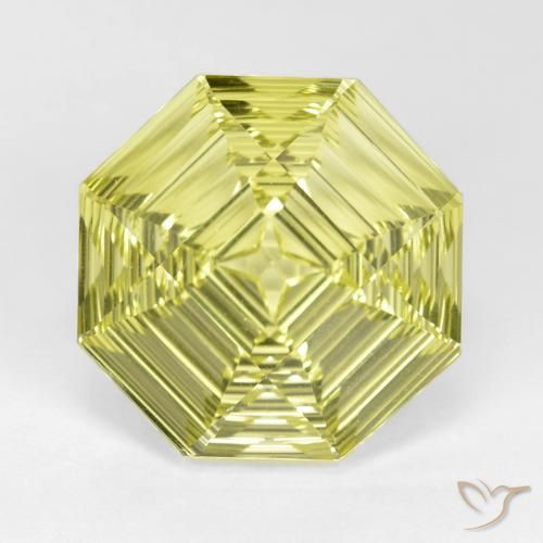 Quartzo amarelo de 14,06 quilates, corte octogonal côncavo de 16,1 x 16,1 mm do Brasil, Photo A