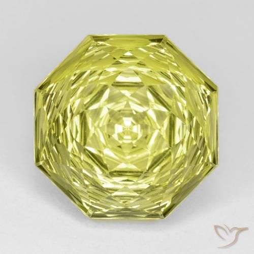 Quartzo amarelo de 14,88 quilates, corte octogonal côncavo de 16,1 x 16,1 mm do Brasil, Photo A