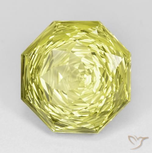 Quartzo Limão amarelo Natural 14.88ct, Corte Octógono / Esmeralda, VVS
