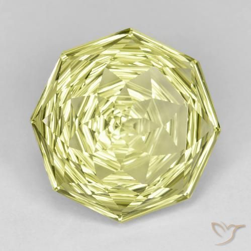 Quartzo Limão amarelo Natural 13.37ct, Corte Octógono / Esmeralda, VVS