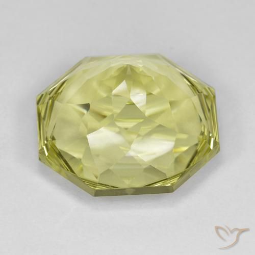 Quartzo Limão amarelo Natural 13.37ct, Corte Octógono / Esmeralda, VVS