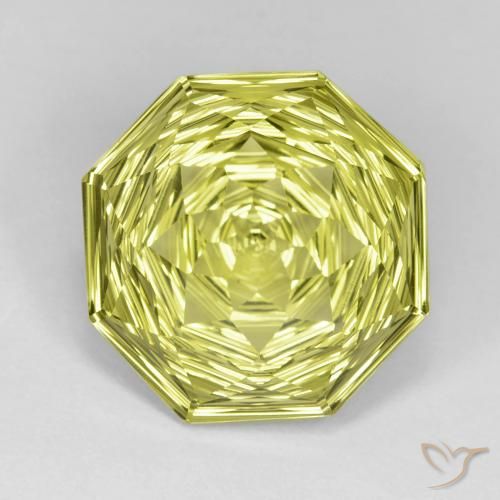 Quartzo amarelo de 11,5 quilates, corte octogonal côncavo de 15,9 x 15,6 mm do Brasil, Photo A