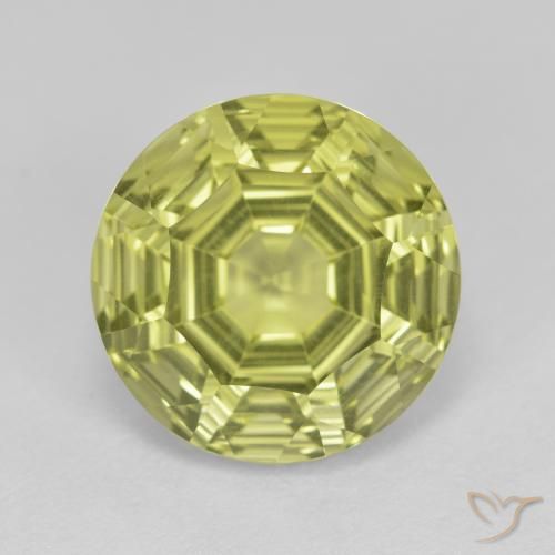 6.09ct Natural Amarelo verde Quartzo, Redondo, VVS