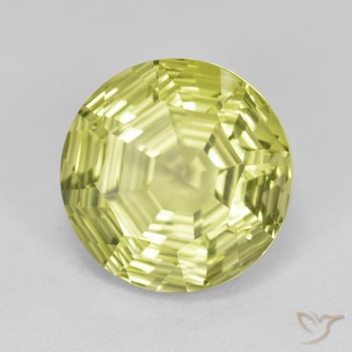 Quartzo Amarelo verde Natural 6.09ct, Redondo, VVS