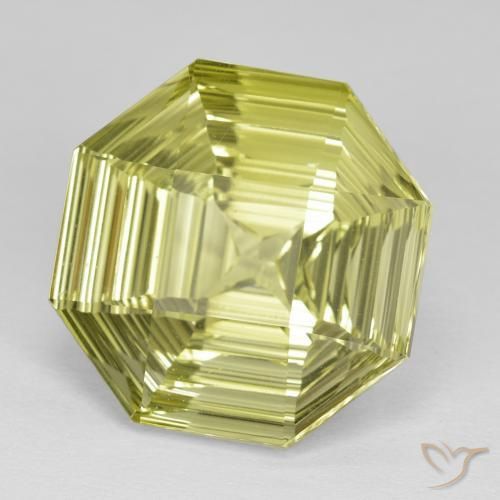 Quartzo Limão amarelo Natural 13.98ct, Corte Octógono / Esmeralda, VVS